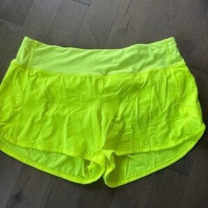 Yellow Lululemon Speed Up Shorts 2.5